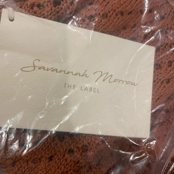 NWT Savannah Morrow Winona Open Knit Pima Cotton Midi Dress in Terracotta XXS - Picture 4 of 4